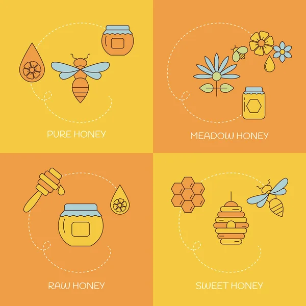 Vector Logo Und Verpackungsdesign Vorlagen Mit Honigsammellogo Biohonig Sammlung — Stockvektor
