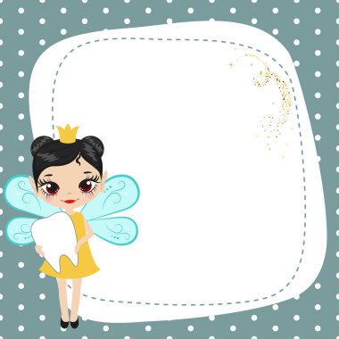 Tatlı diş perili tebrik kartı. Vektör illüstrasyonu.