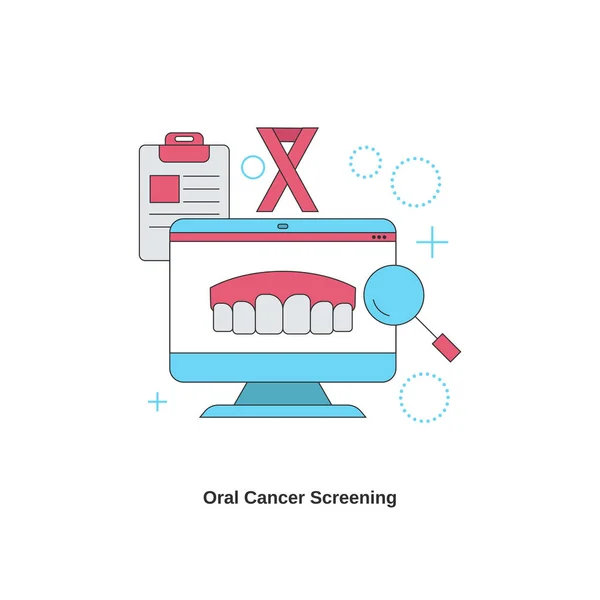 Tandheelkundige Diensten Concept Orale Kankerscreening Vectorillustratie — Stockvector