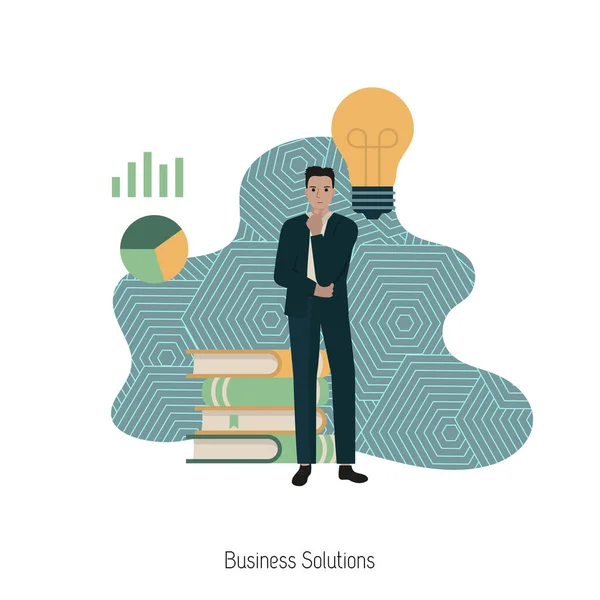 Soluciones Empresariales Concepto Idea Creativa Los Empresarios Hacen Solución Ilustración — Vector de stock