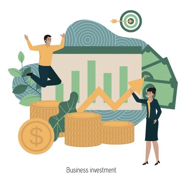 Концепция Бизнес Инвестиций Финансовый Рост Достиг Успеха Инвестиционная Стратегия Мобилизация — стоковый вектор