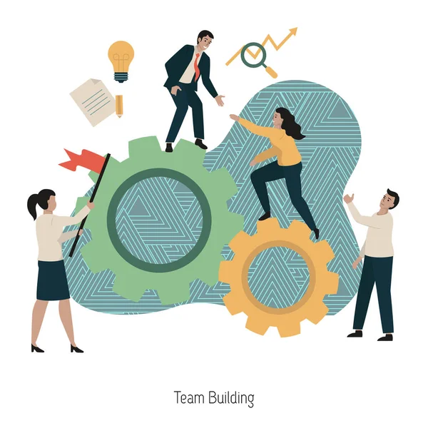 Team Building Concept Team Work Team Building Corporate Organization Partnership — Stock Vector