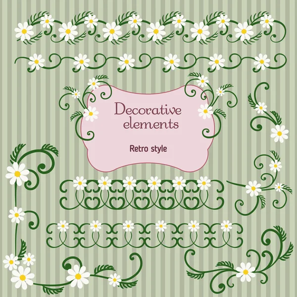 Conjunto de elementos florais decorativos. —  Vetores de Stock