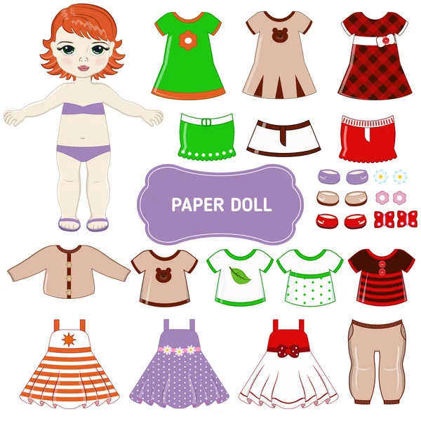 Paper doll with clothes set — Stock Vector © gurZZZa #25283641