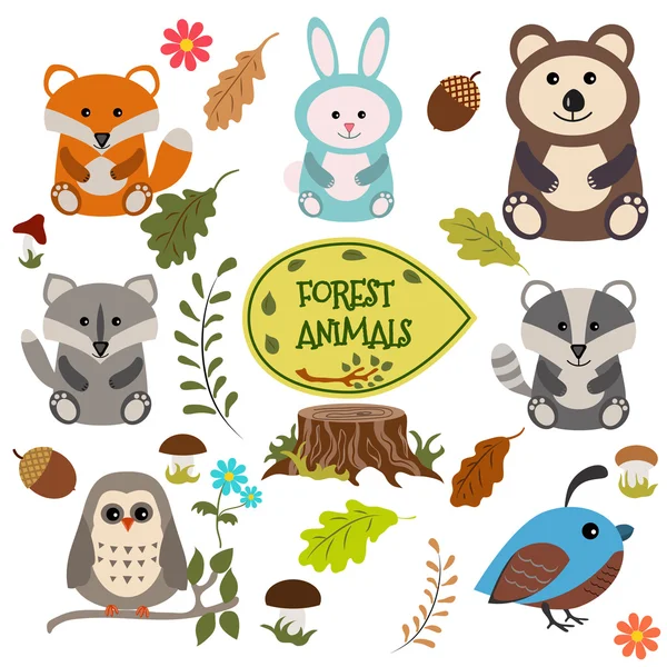 Animales forestales. — Archivo Imágenes Vectoriales