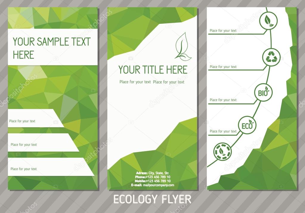 Vector set of brochures and flyers in polygonal style. Set2.