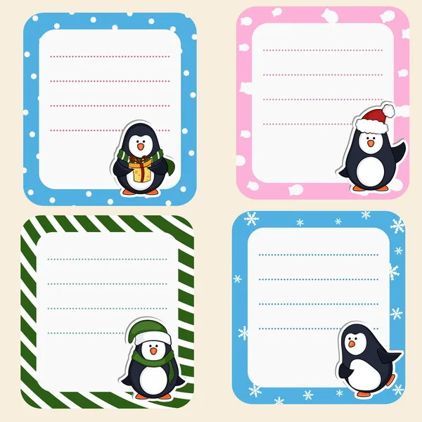 Collectie van Kerstmis frames. Leuke frames met pinguïns. — Stockvector