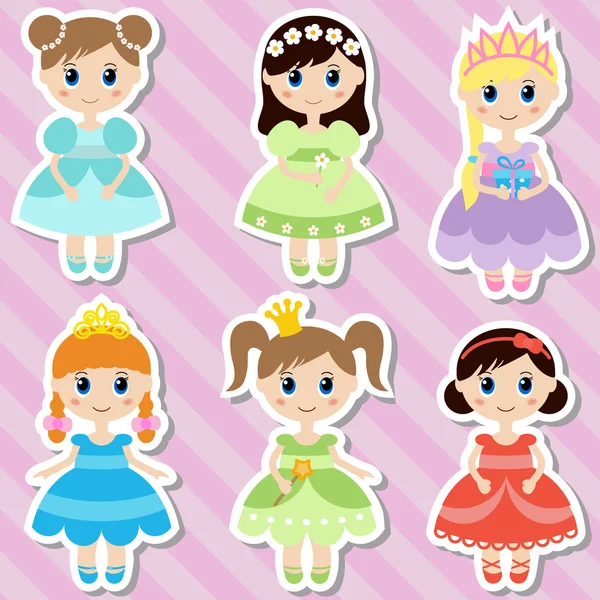 Gran conjunto de hermosas princesas . — Vector de stock