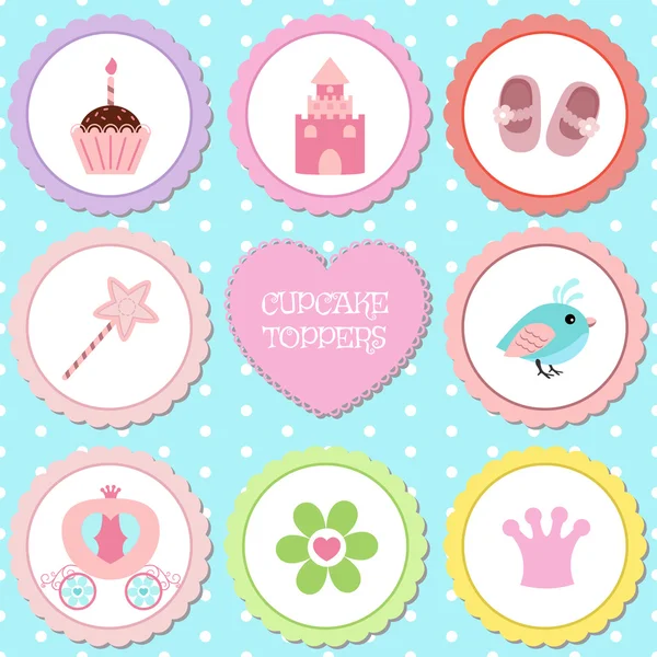 Set of tags with princess theme. — Stock Vector