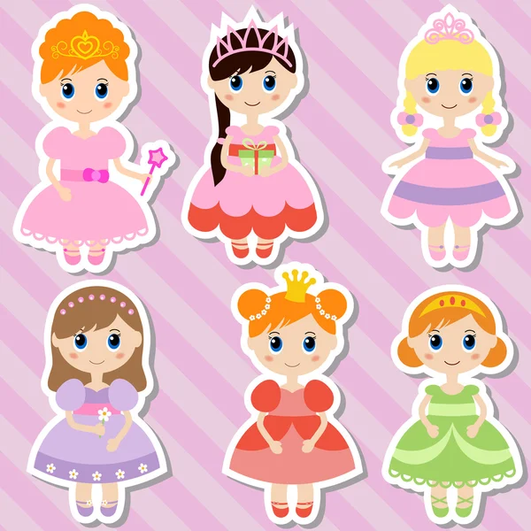 Grand ensemble de belles princesses . — Image vectorielle