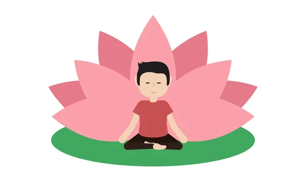Sakin adam lotus pozisyonda oturuyor ve yoga yaparken.