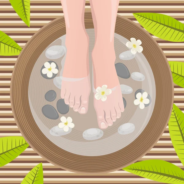 Vrouwelijke voeten. Spa therapie. — Stockvector