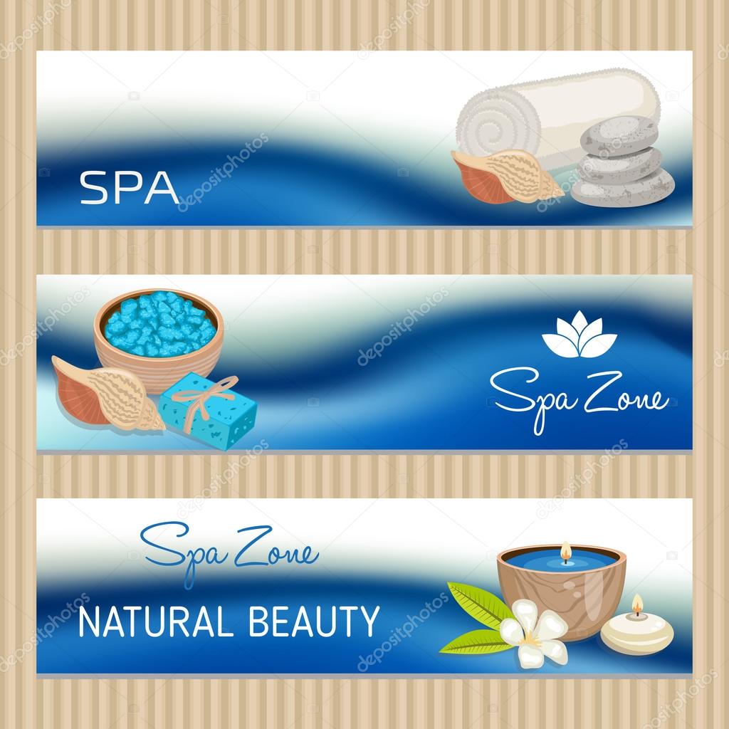 Set of banners with Spa theme object. 