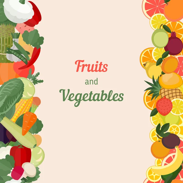 Grönsaker och frukt. — Stock vektor