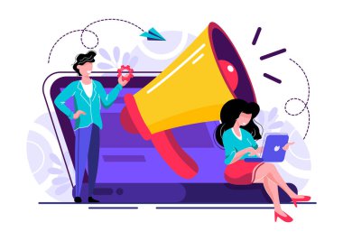 SMM işi, internet blog ağı, reklam stratejisi simgeleri ayarlandı. Sosyal medya yönetimi, mikroblog platformu, içerik pazarlama vektörü illüstrasyonu