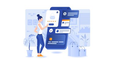 Akıllı telefon kullanımı ve iş kadınlarının internet üzerinden analizlerinin vektör çizimi