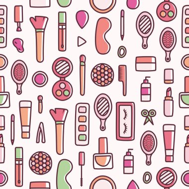 Makyaj malzemelerinin kusursuz deseni.