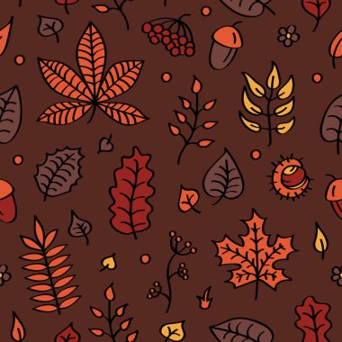 El çizimi kusursuz karalama sonbahar deseni.