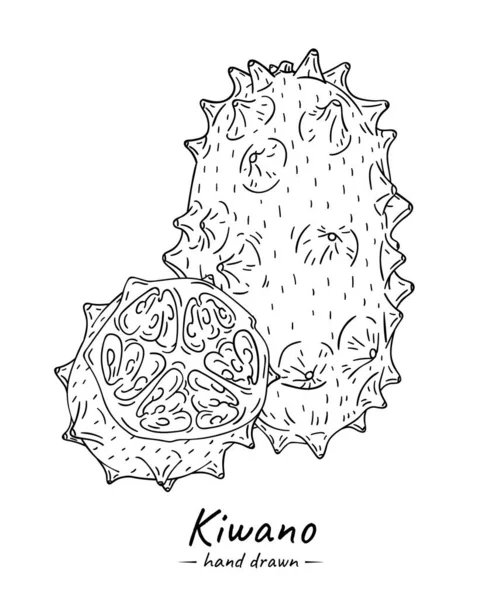 Εξωτικά Φρούτα Kiwano Cucumis Metuliferus Εικόνα Εικονιδίων Που Απομονώνεται Λευκό — Διανυσματικό Αρχείο