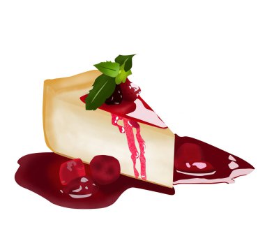 Gerçekçi ahududulu peynirli pastanın çizimi