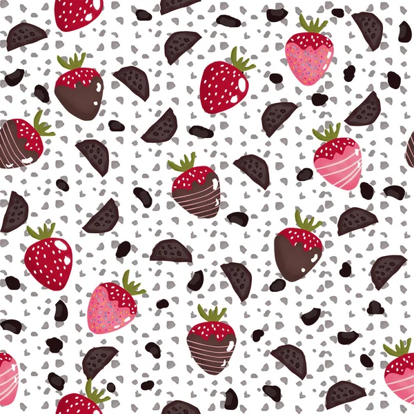 Realistische Mustergestaltung Mit Plätzchen Und Erdbeere — Stockfoto