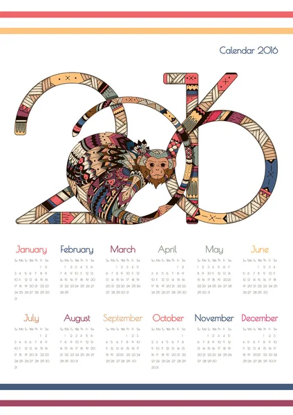 Světlé kalendář 2016 — Stockový vektor