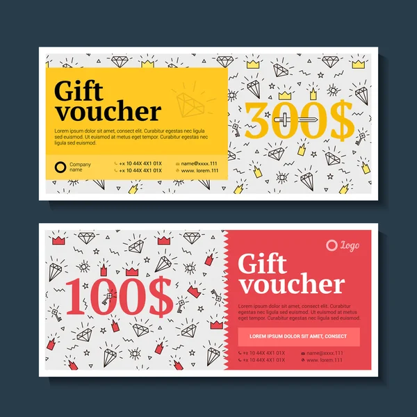 Certificado de regalo con regalos — Vector de stock