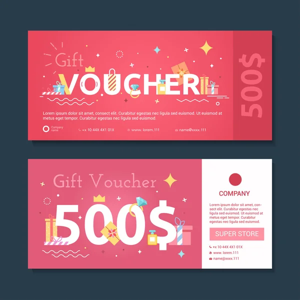 Certificado de regalo con regalos — Vector de stock