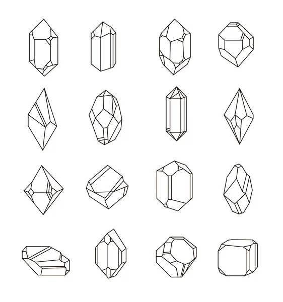 Set of non-linear crystals — Stock Vector