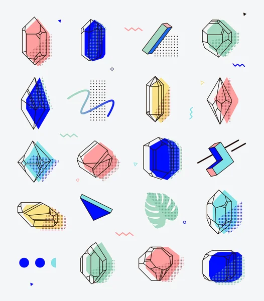 Geometrik şekilli uzay nesneleri kristalleri kümesi. 