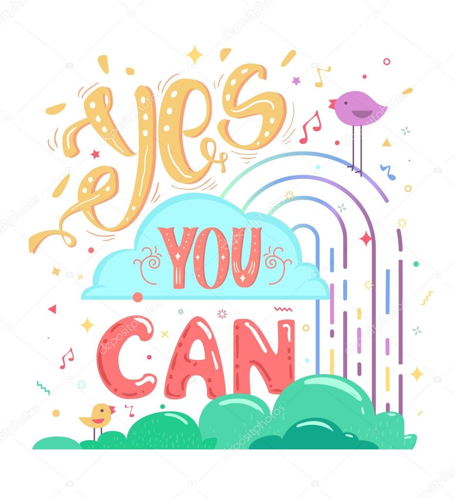 Motivation yes you can, colorful poster — Stock Vector © fighter ...