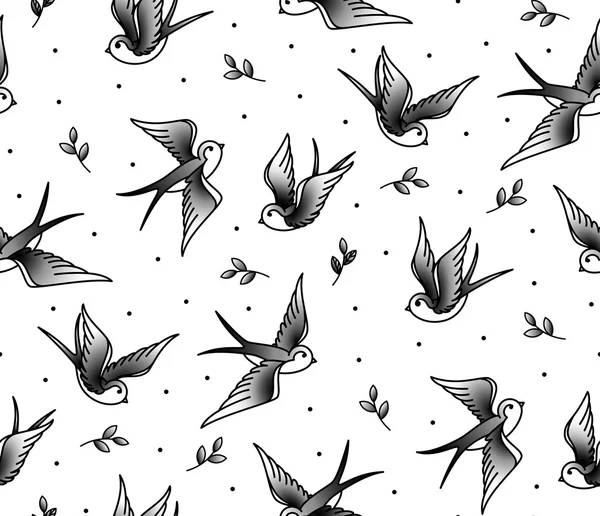 Seamless pattern with swallows — Stock Vector