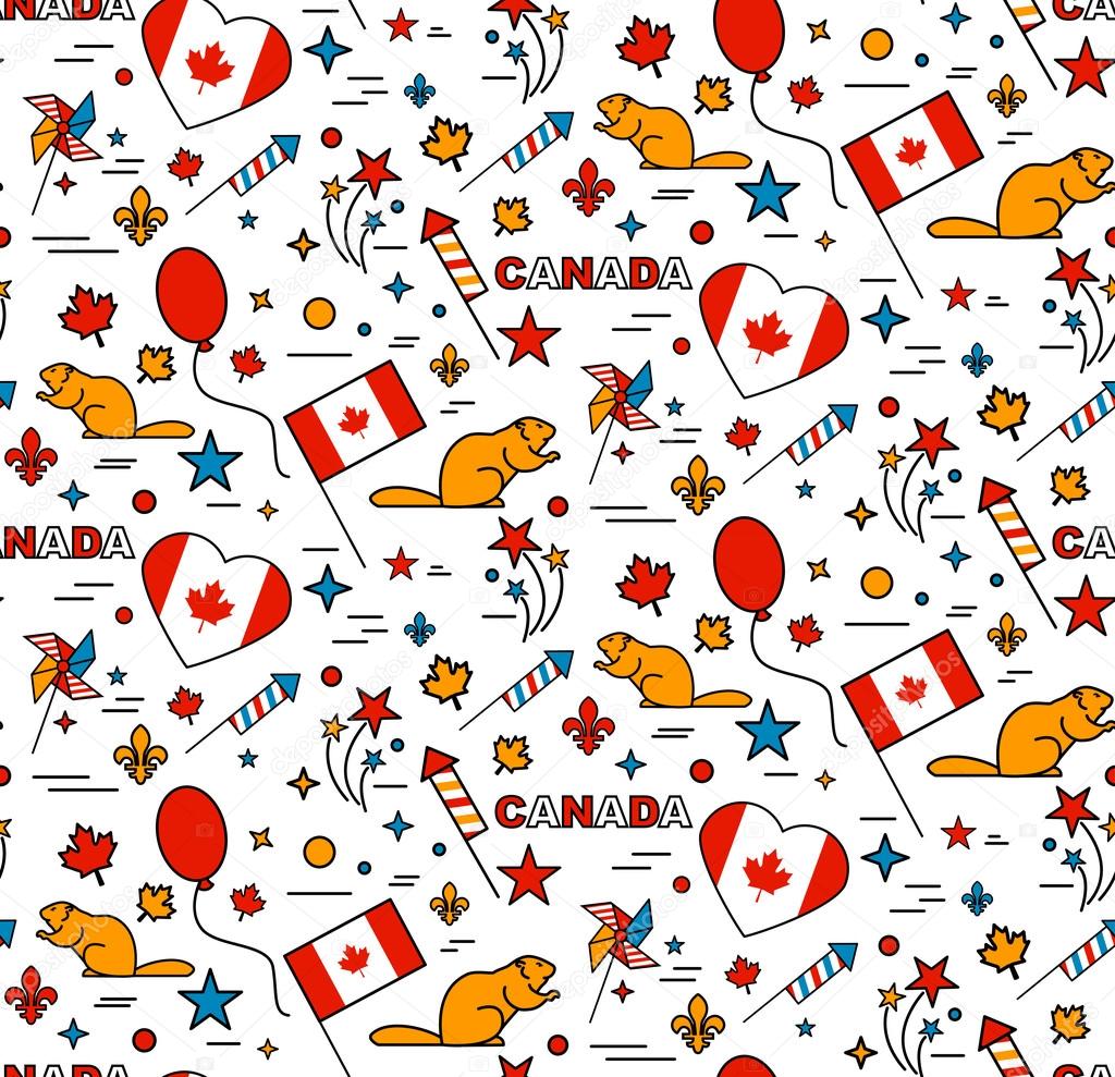 Seamles pattern for Canada Day 1st of July.