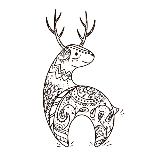 Illustration d'un cerf avec des ornements — Image vectorielle