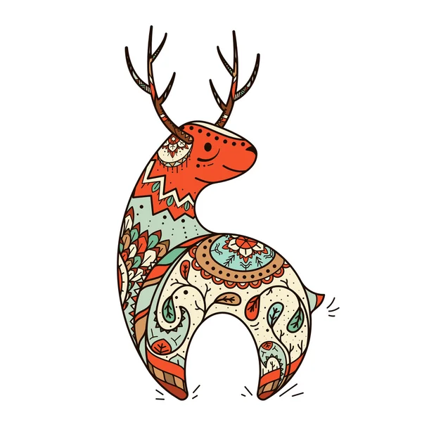 Red deer met bloemen — Stockvector