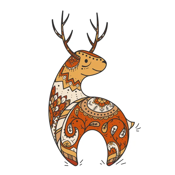 Red deer met bloemen — Stockvector