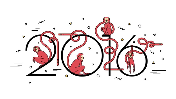 Иллюстрация обезьян в новом году — стоковый вектор