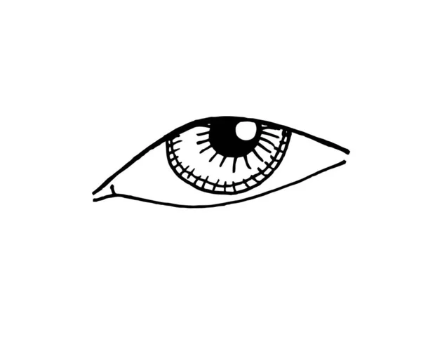 Ilustração Contorno Vetorial Olho Que Olha Para Espaço Emoções Olhar —  Vetores de Stock