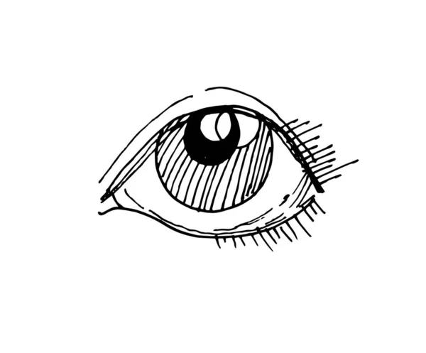 Векторная Контурная Иллюстрация Глаз Который Смотрит Космос Эмоции Взгляде Человека — стоковый вектор