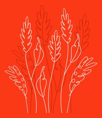 Kırsal dekoratif bitkiler ve çiçek koleksiyonu. El çizimi vintage vektör tasarım elementleri.