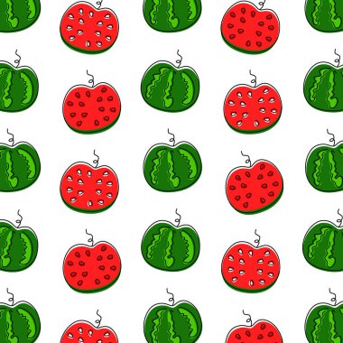 Karpuz dilimli kusursuz bir arka plan. Vektör illüstrasyonu.