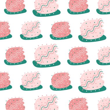 Beyaz arka planda şirin soyut desen. Çizgiler, noktalar ve dairelerden oluşan biçimlendirilmiş desen. Vektör illüstrasyonu.