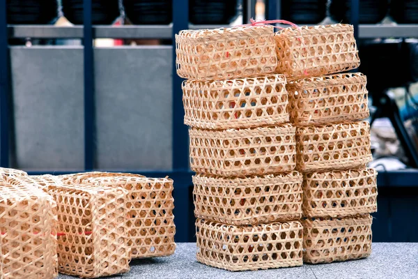 Bamboo basketry box for food package