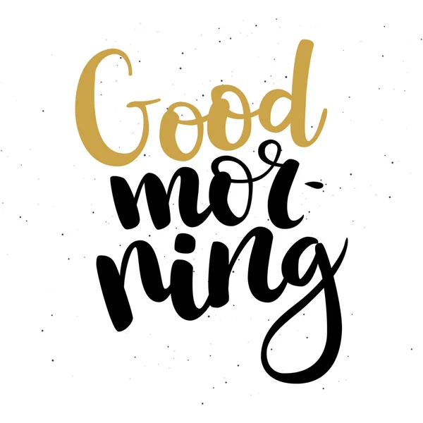 Handgezeichneter goldener und schwarzer Pinsel-Schriftzug "Guten Morgen" an Pfingsten — Stockvektor