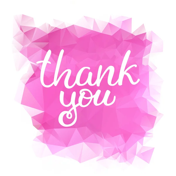 Hand drawn vector white ink  lettering "Thank you" on pink trian — Stock Vector