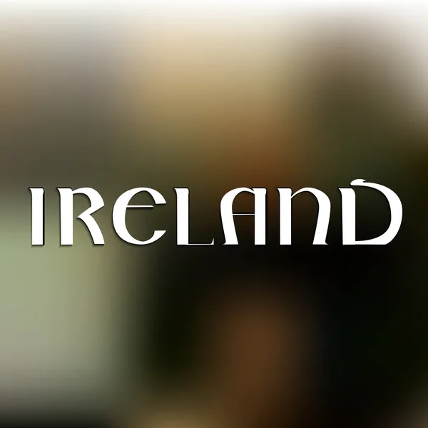 Encre blanche dessinée à la main lettrage vectoriel "Irlande" sur brun flou — Image vectorielle