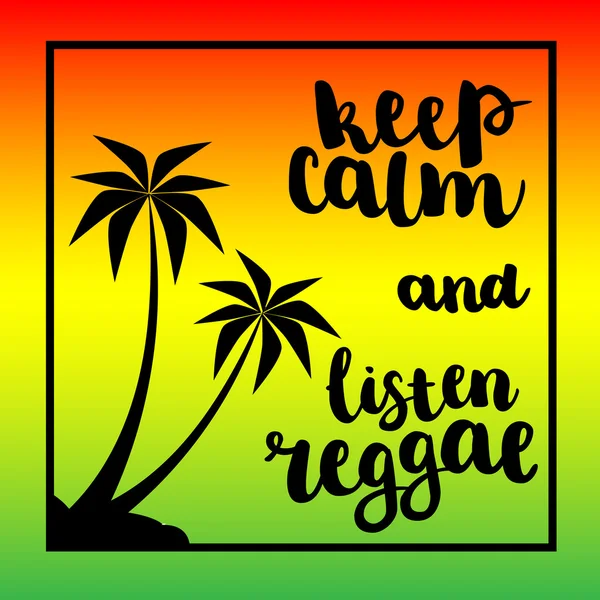 Siyah pulms siluet ve el ile Reggae arka plan izin çizilmiş