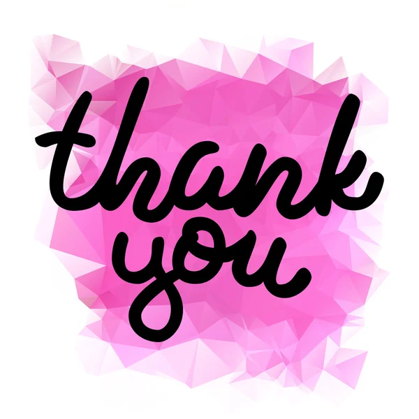 Hand drawn vector black ink  lettering "Thank you" on pink trian — Stock Vector