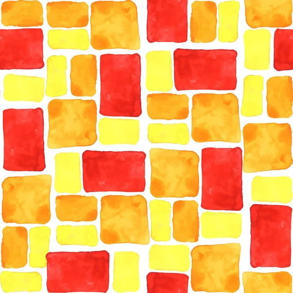 밝은 노란색, 주황색, 빨간색 원활한 수채화 타일 배경. — 스톡 벡터