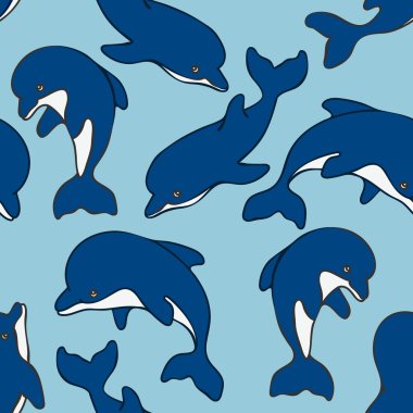 Yunuslar mavi renk ile Seamless Modeli